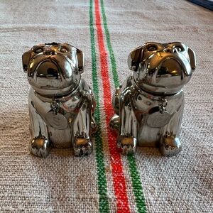 Pottery Barn Silver Bulldog Salt & Pepper Shakers